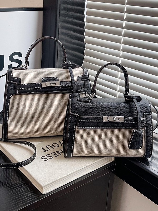 Bolsos para mujer 2025 nuevo estilo transfronterizo costura de color en contraste bolso Kelly de mano moda de alta gama bolso de mensajero de un solo hombro