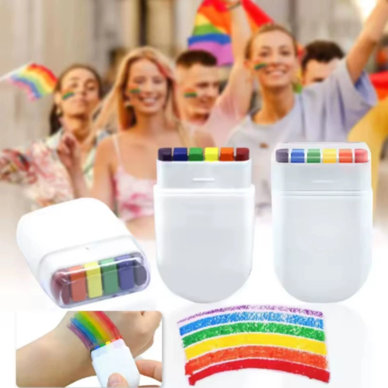 Party festivals fans makeup face color 6 -color rainbow finger painting stage painting DIY human body painting