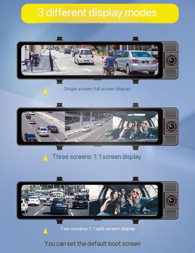 Three-Lens 4g Android 13 System 12-Inch 4+64Gb Large Memory Screen Mirroring Carplay Dash Cam Phone