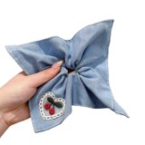 Шарф, синяя резинка для волос, хвостик, аксессуар для волос, изысканный стиль, цветочный принт