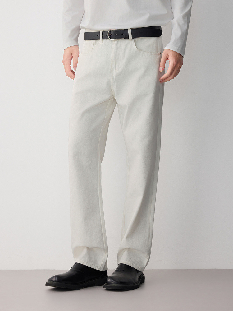 Quần jean nam slim công sở cotton cao cấp — trắng chi tiết 4