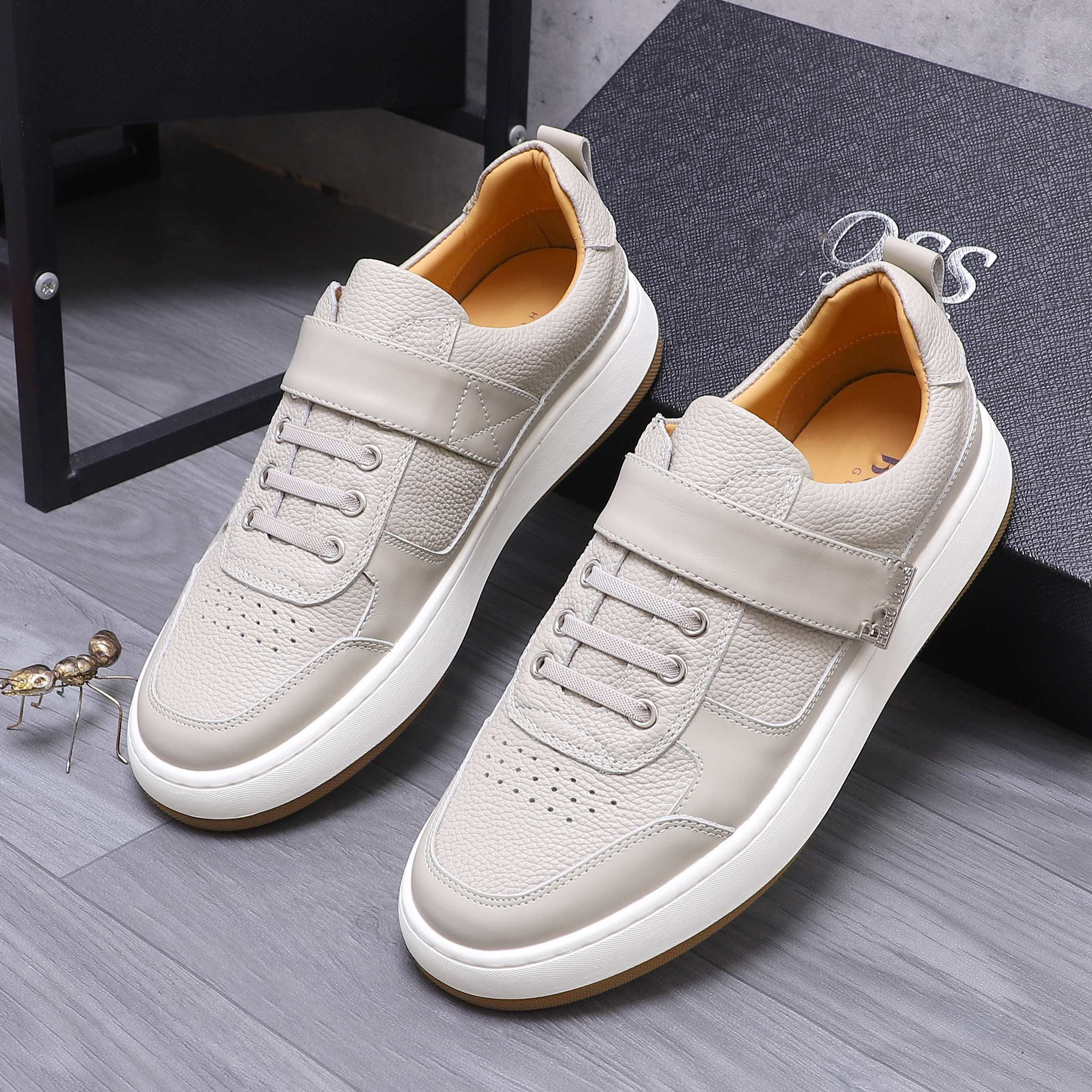 Quality Shoes High-End Trendy Versatile Fashion Men's Shoes Genuine Leather Patchwork Breathable Low-Top Comfortable Casual_vogvips.com