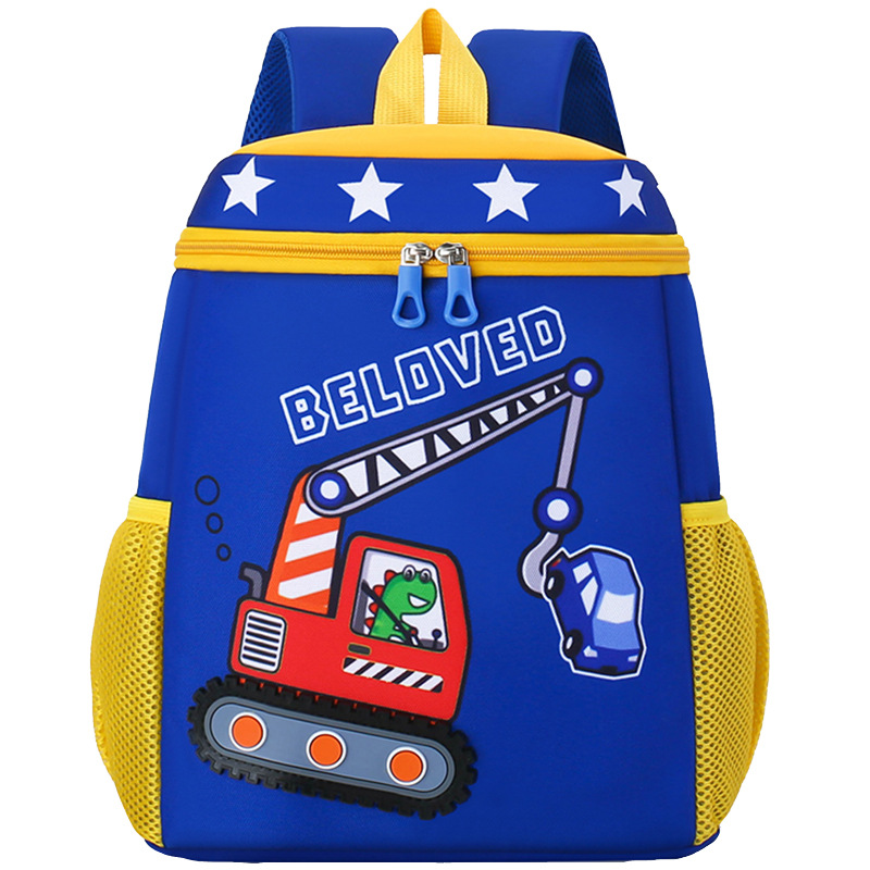 Mochila infantil de dibujos animados, coche de ingeniería, mochila escolar para niños, jardín de infantes, mochila transpirable para niñas de clase media y grande, luz