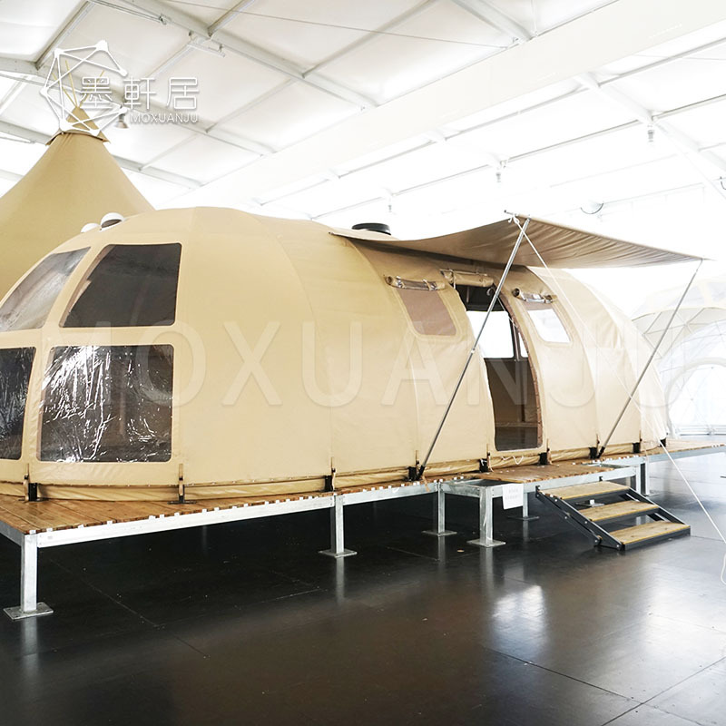 特色全木结构圆顶酒店帐篷豪野奢露营住宿篷房全方面观景台打卡点