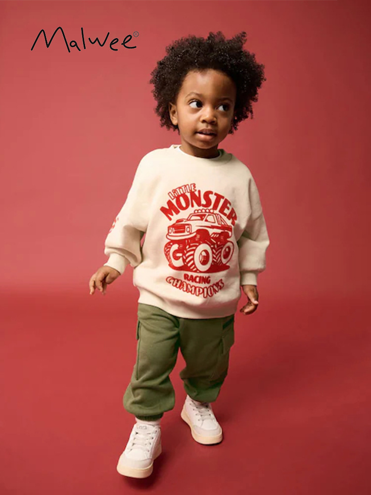 Malwee transfronterizo chaqueta de niño de dos piezas de otoño y invierno nuevo estilo europeo y americano para niños de cuello redondo impresión de manga larga de otoño