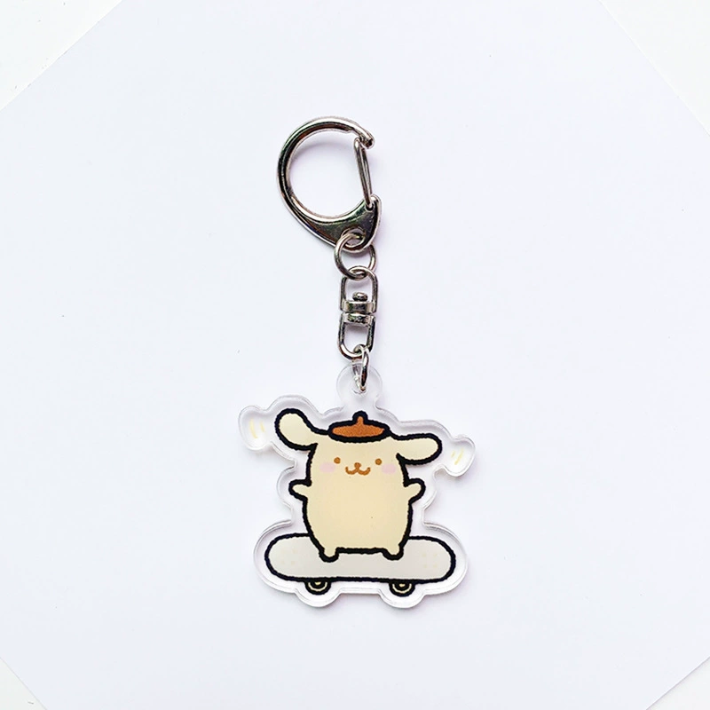 Акриловый брелок Sanrio с скейтбордом — милые персонажи, подарок на день рождения