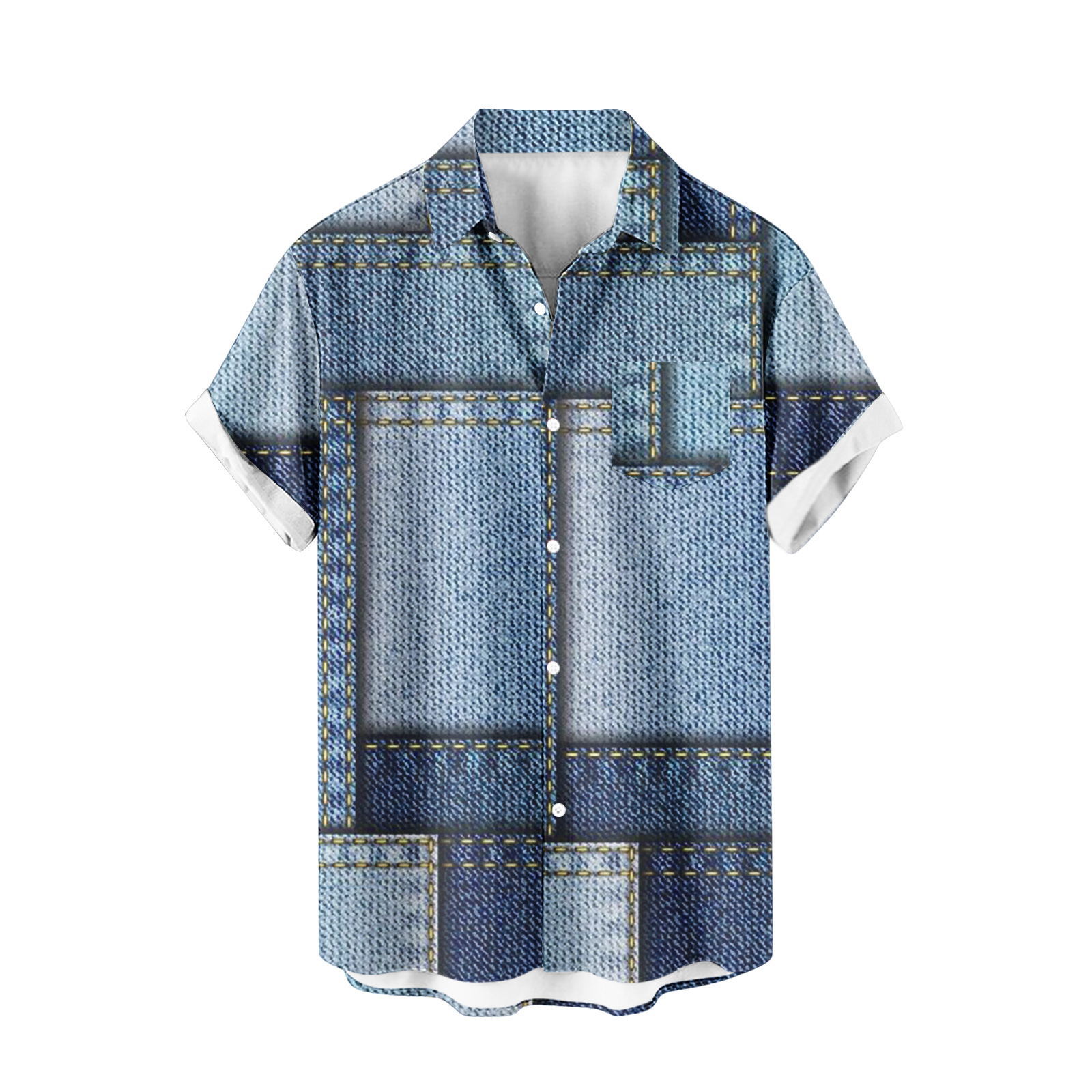 2024 comercio exterior europeo y americano transfronterizo exclusivamente para camisas de manga corta para hombres color de costura impresión digital 3D blusa casual