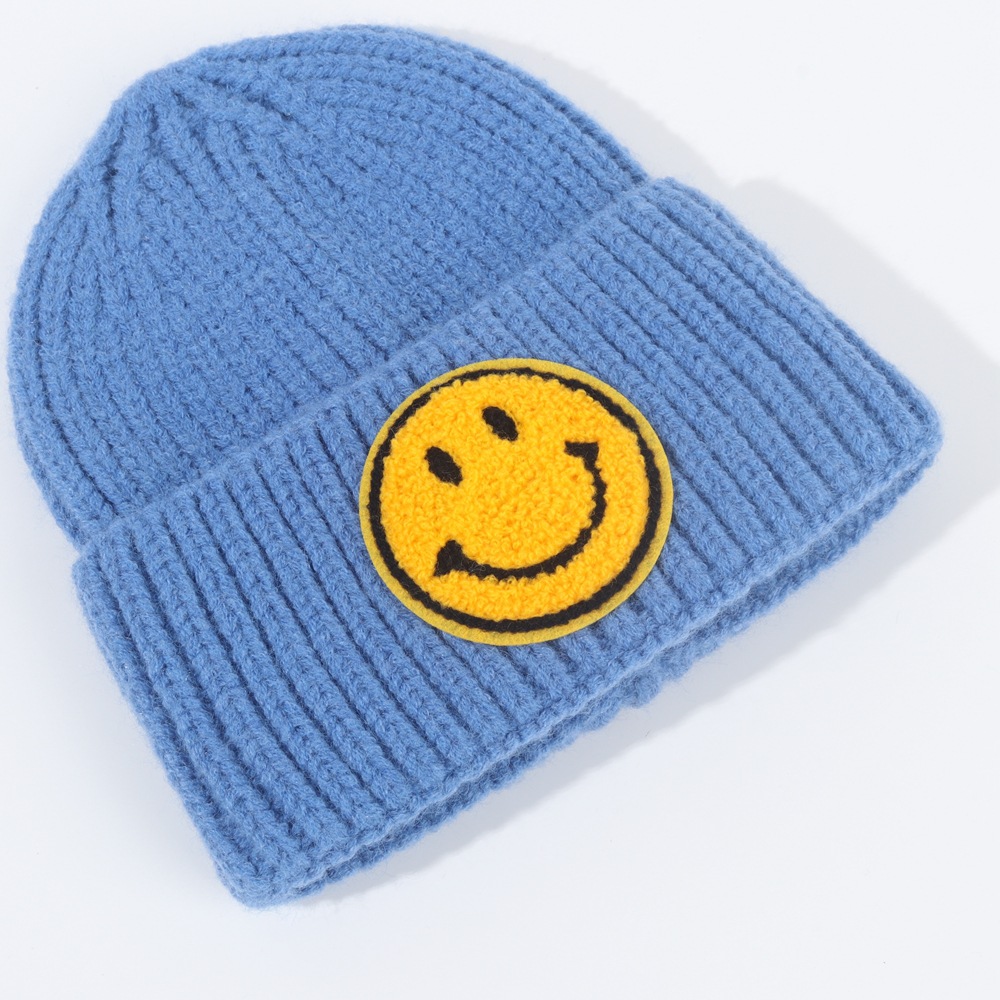 Bonnet tricot pour le visage souriant des enfants d39hiver coren bonnet en laine  capuche chaude couleur bonbon mignonpicture1