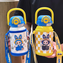 新款保温杯男女高颜值儿童吸管杯学生便携双饮杯可爱卡通保温水壶