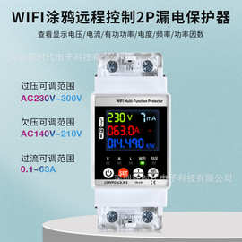 WiFi远程控制电表漏电保护器 涂鸦远程控制2P漏电保护器过压欠压