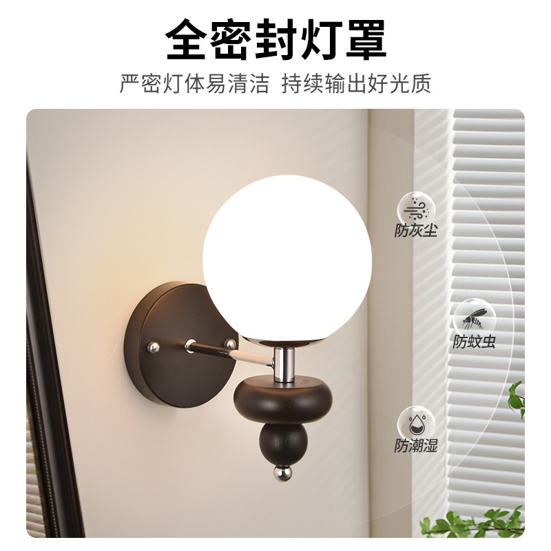 Grand View Garden dormitorio lámpara de cama lámpara de pared nuevo estilo francés retro lámpara de pared de madera maciza decoración de la atmósfera L271