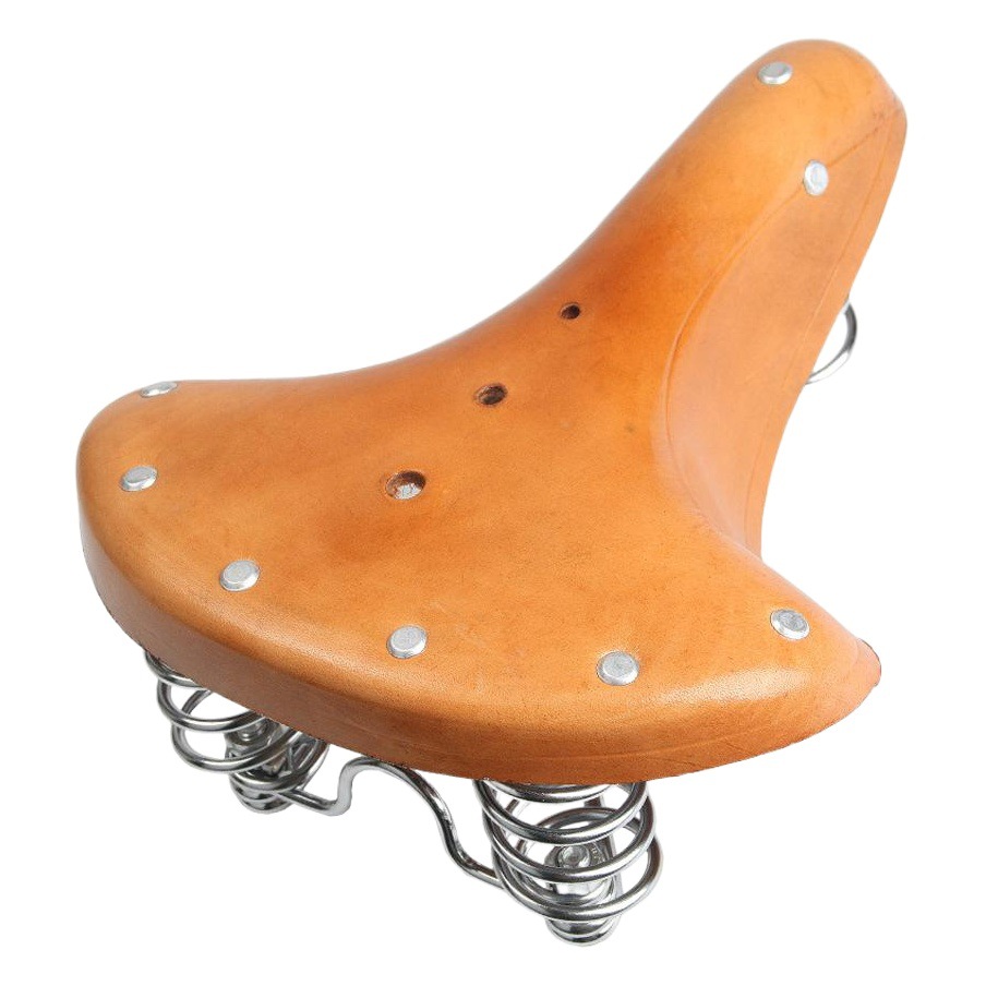 Asiento de bicicleta transfronterizo asiento de piel de vaca tres primavera retro asiento de bicicleta accesorios de asiento de bicicleta de montaña sillín de bicicleta