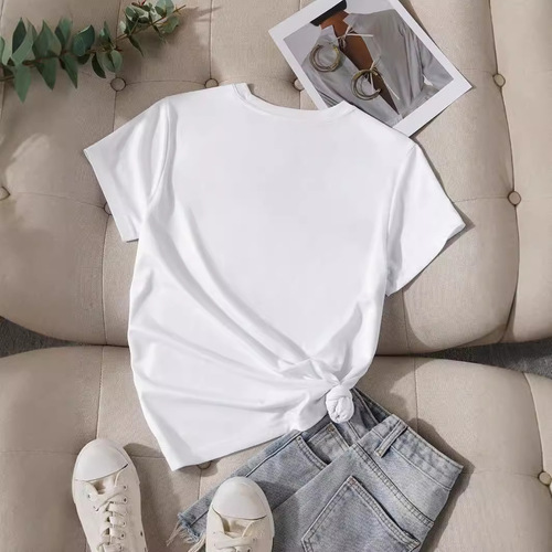 Cross-border short-sleeved European and American letter printed round neck top short-sleeved T-shirt casual and versatile