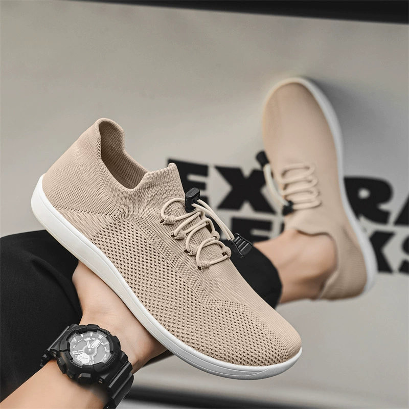 Обувь для босиком с широким носком в парном стиле, мужская повседневная обувь с низким берцем на шнуровке и дышащей сеткой, спортивная тренировочная обувь большого размера через границу