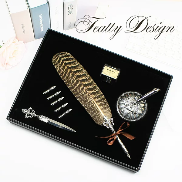 T20YE-L2 dip pen European retro letter opener suit graduation gift peacock tail Harry Potter feather pen