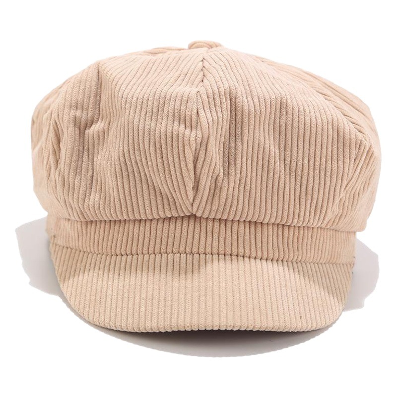 Estilo coreano sombrero de pana de color sólido gorra de pico de moda para mujer Otoño e Invierno versátil sombrero de pintor artístico Sombrero octogonal retro británico