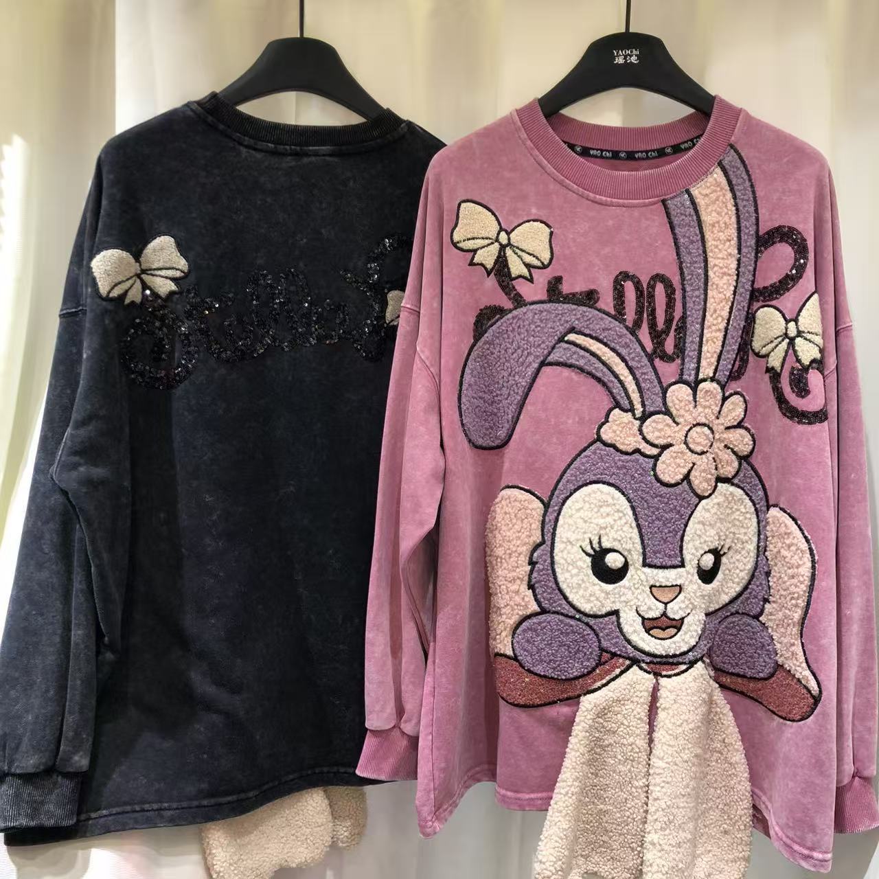 2025 nueva tendencia de tamaño grande para mujeres otoño otoño manga larga se puede usar fuera de la red explosión camiseta de moda pijamas