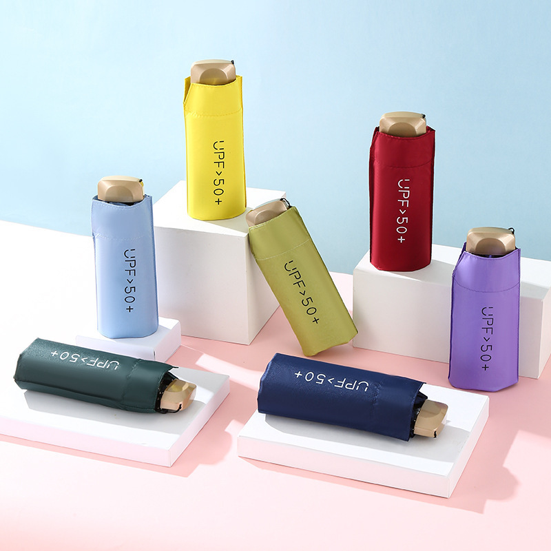 Sun Umbrella, Sun Protection, Uv Protection, Sunny and Rainy Umbrella, Dual-Purpose Vinyl, Ultra-Light Manual Foldableing Flat 50% off Mini Umbrella