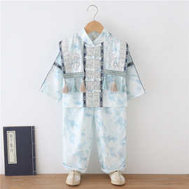 男童汉服春秋新款个少数民族服装小男孩壮族苗疆古装儿童演出服