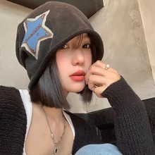 韩版星星印花堆堆帽子秋冬保暖女夏季休闲薄款包头帽显脸小冷帽子