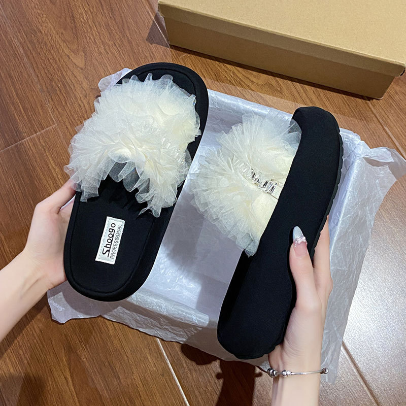 ファッショナブルなメッシュ厚底サンダル女性用 2025 夏の新しい韓国スタイルのソフトソール軽量多用途スリッパイン|undefined