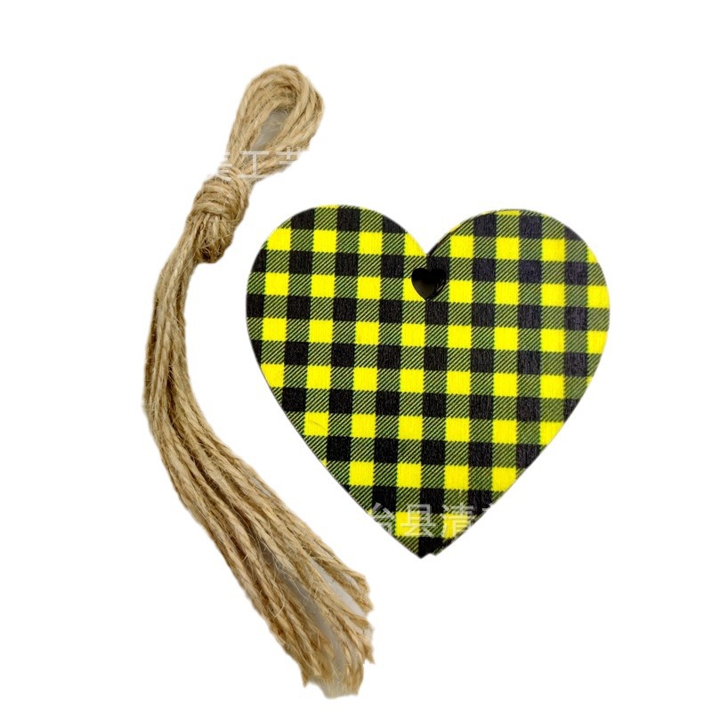 33 cuadros amarillos y negros serie navideña piezas de madera colgante de decoración navideña se pueden combinar libremente 10 piezas en un paquete