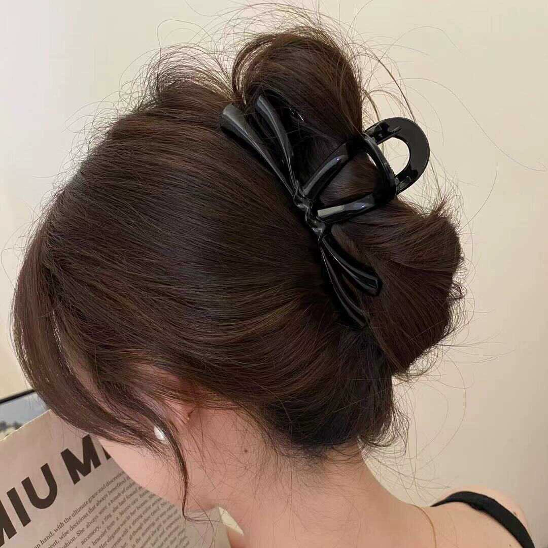Заколка-клюв Hair claw, фуксия «краб» с бантом, асимметричная глянцевая акриловая, 11,5×4×4,5 см