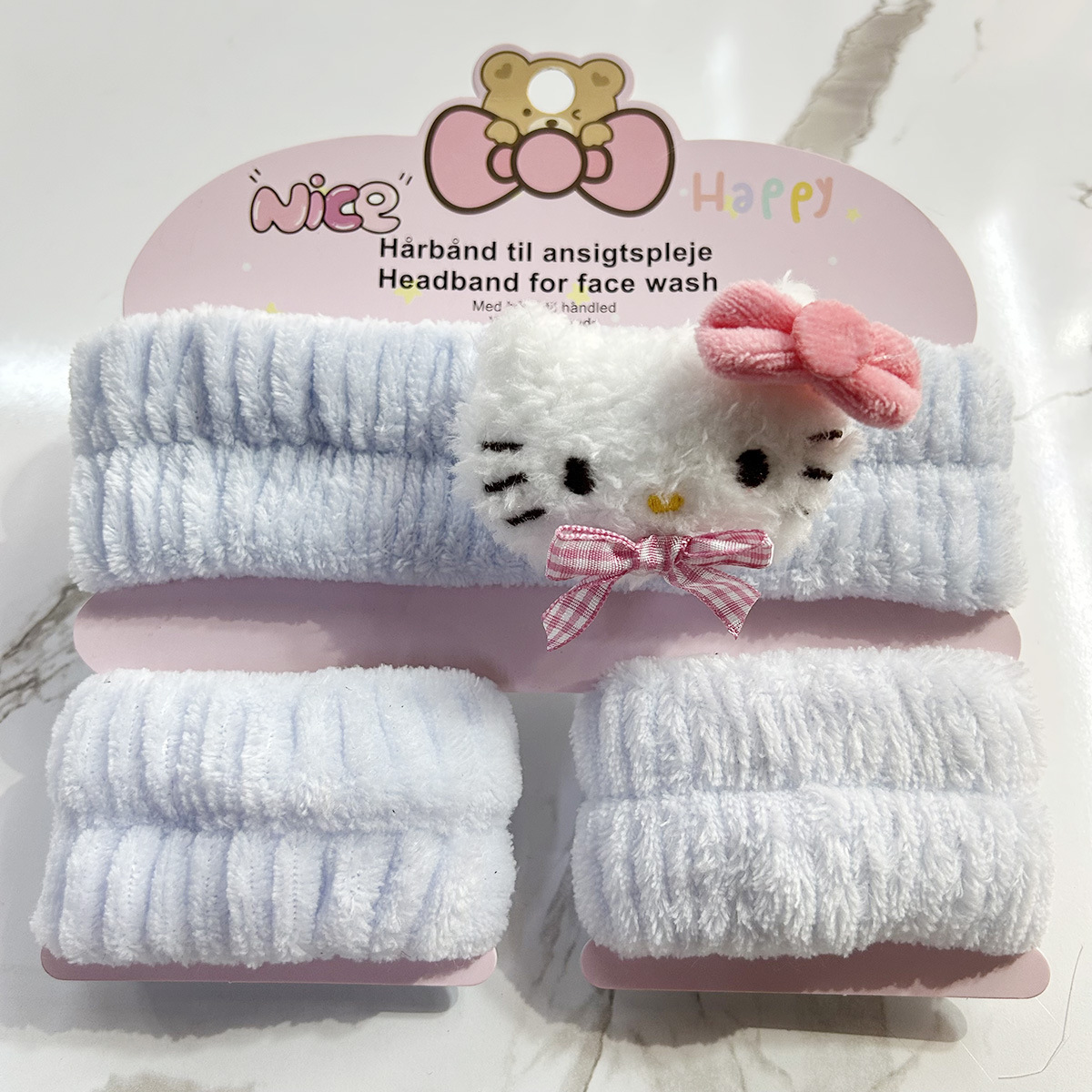 Banda de cabello de moda con tarjeta de papel dulce decoración de animales pequeños de peluche de lavado banda de cabello de dibujos animados correa de muñeca tridimensional