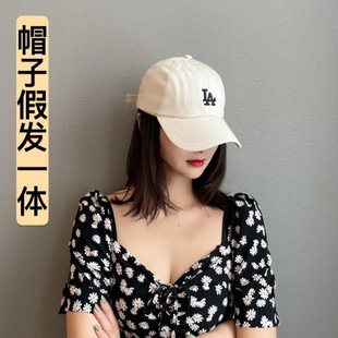 Spring and Summer Hat with Wig for Women, Fashionable Duckbill Cap, Versatile Bob Short Hair Full Wig for Women