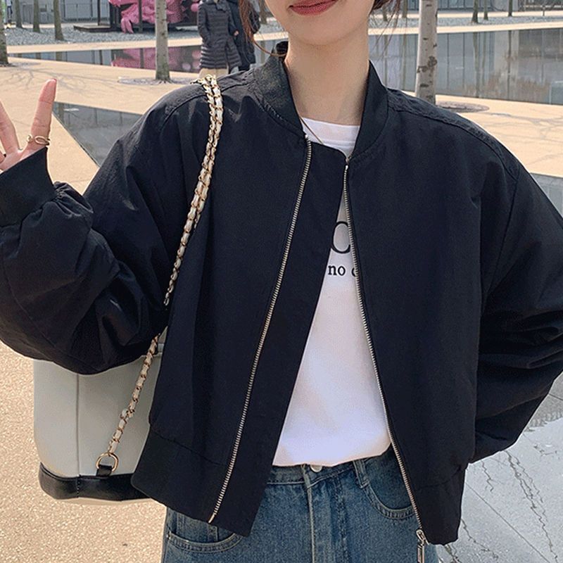 短款夹克外套女春季2025新款宽松休闲小个子气质显瘦设计感棒球服|undefined