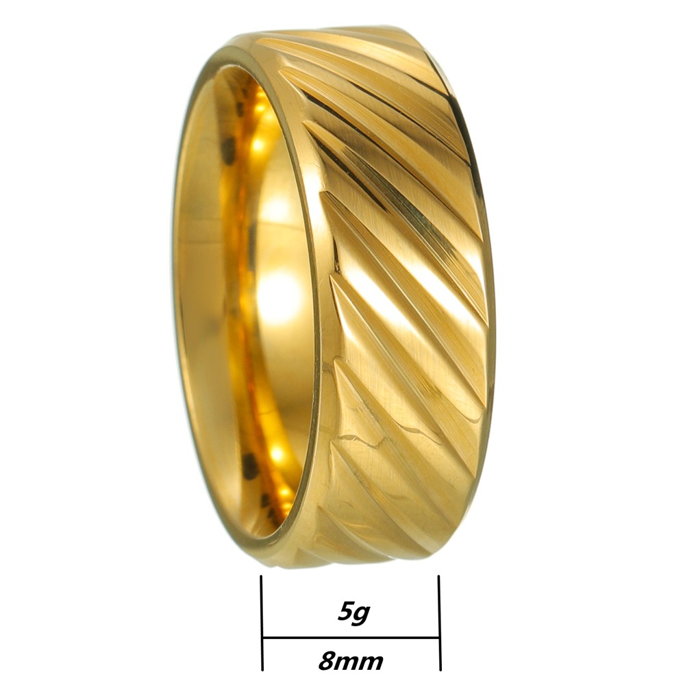 8g Weight Electroplated Gold Plating Process Casual Elegant Simple Style Geometric Titanium Steel Plating Unisex Rings Men Band Rings