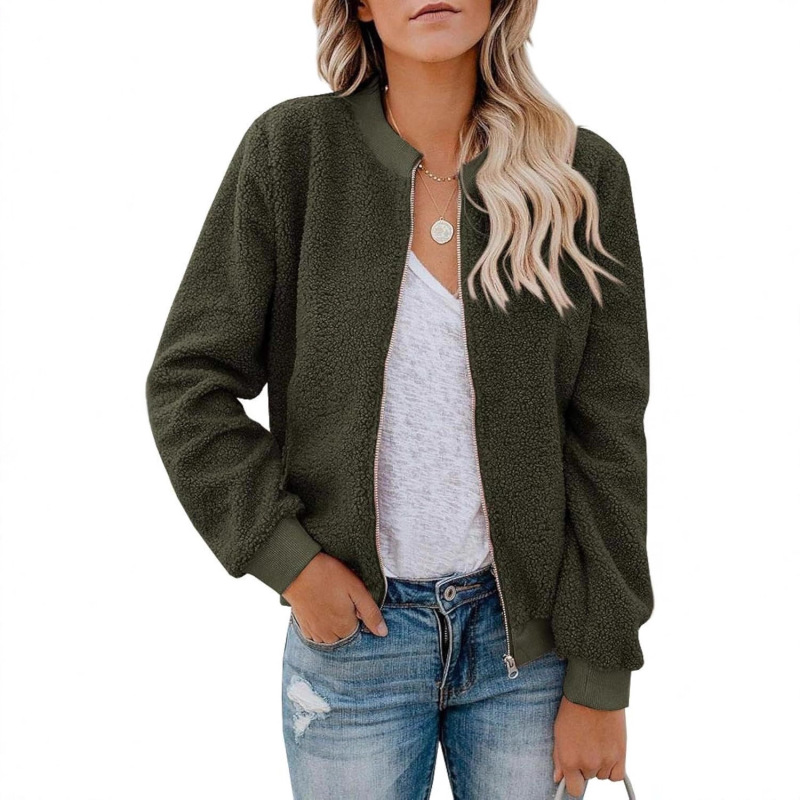 2025 Cross-Border Amazon New Women's Jacket Winter Pilot Faux Sherpa Plush Long-Sleeve Coat