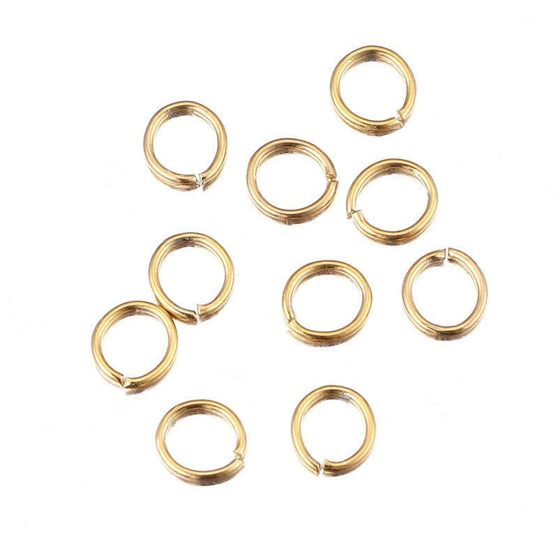 100 PCS/Package Stainless Steel 18K Gold Plated Solid Color Polished Jump Ring display picture 6