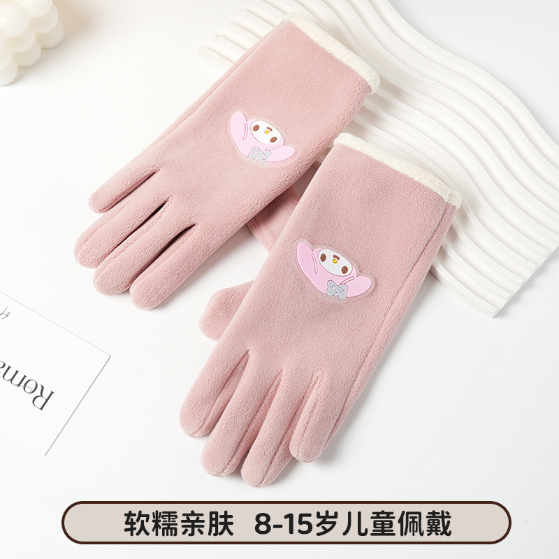 儿童手套男女冬季加绒保暖户外滑雪骑车防滑防水可爱五指骑行手套|undefined