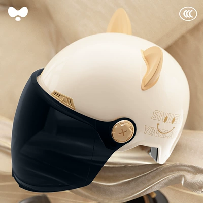 Cute Helmet for Electric Scooters, Women's Motosiklet kaskı (dəbilqə) - 3c-single-lens-white-sun-protection-long-lens-class-a-new-national-standard-one-size-fits-all