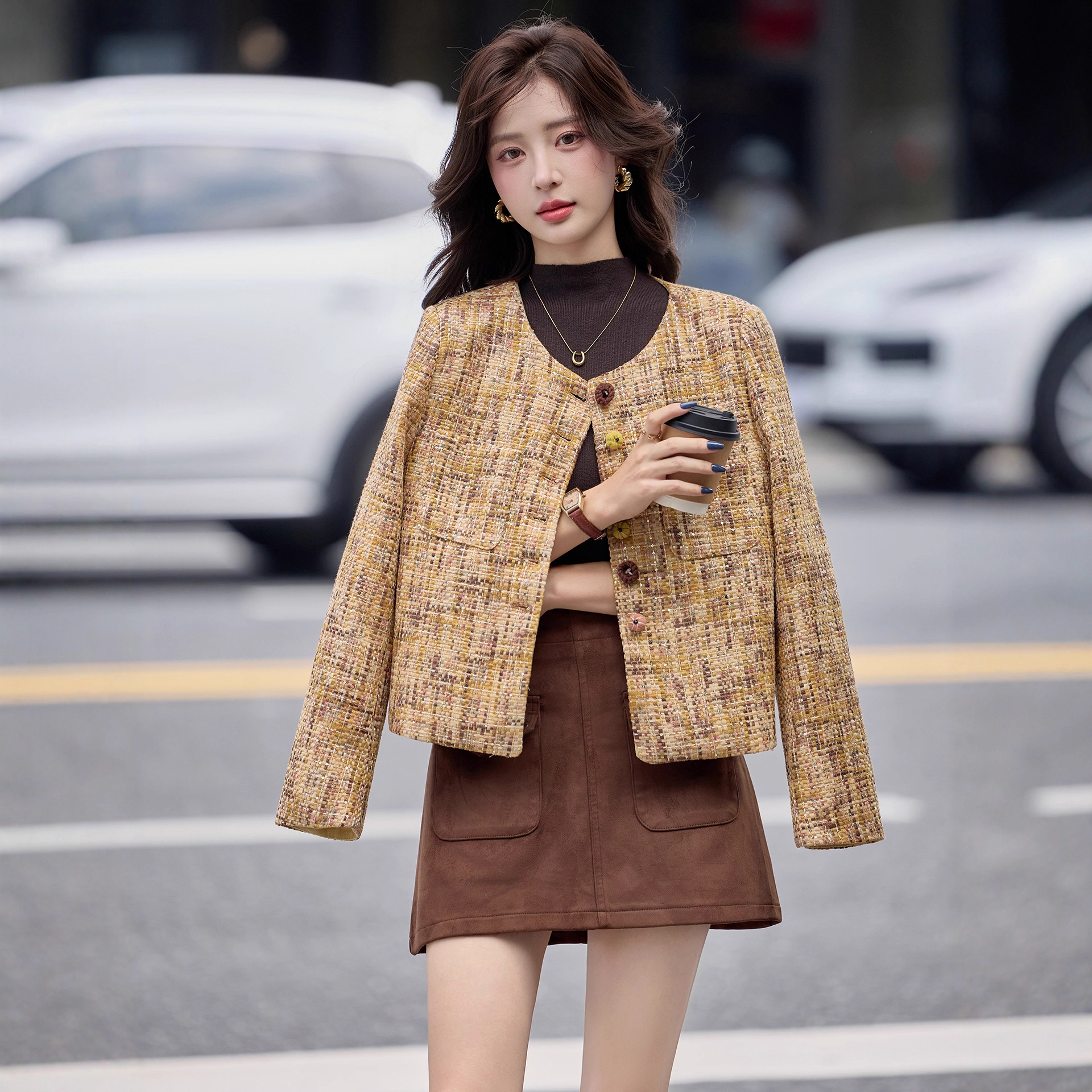 French-Style Tweed Short Jacket for Women, Autumn and Winter 2025 New Model, Socialite Elegant Suit Design Top