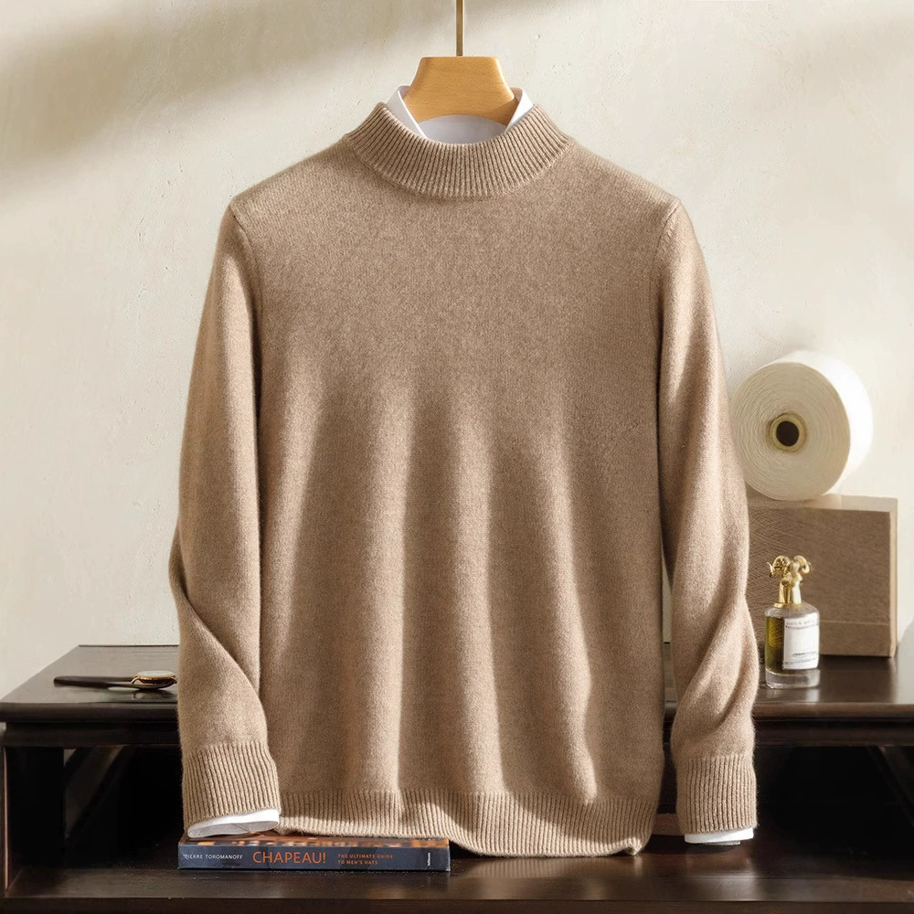 Осенний и зимний новый 100% чистый кашемировый свитер мужской толстый с круглым вырезом