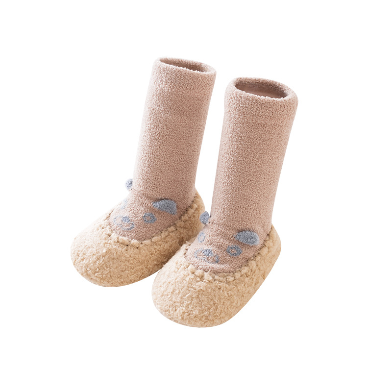 Autumn and Winter Baby Walking Shoes Thickened Cartoon Baby Rubber-Soled Floor Shoe Socks Soft-Soled Children's Non-Slip Shoe Socks 5