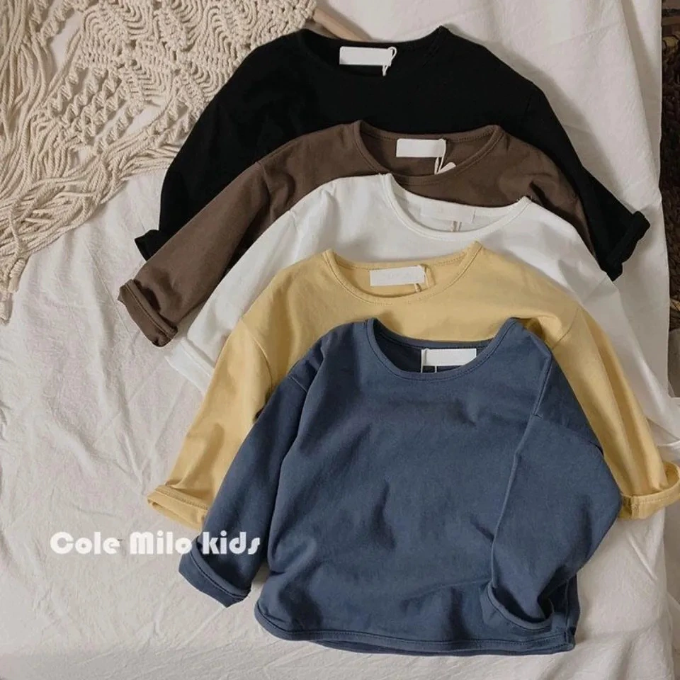 Детская хлопковая футболка для мальчиков корейского Oversize, мягкий хлопок, размеры 80–130 см