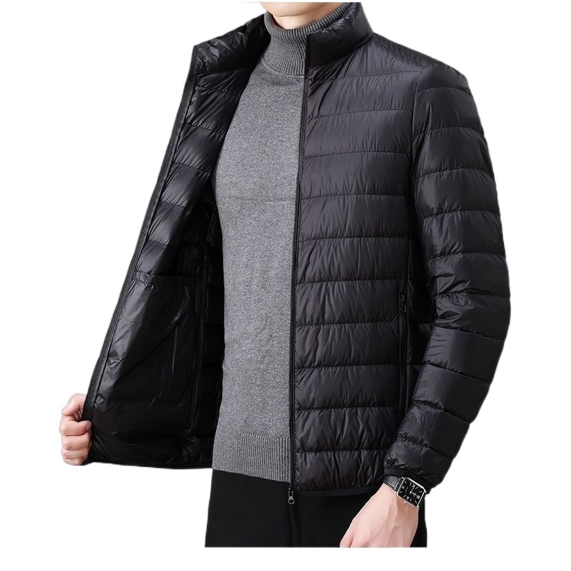 Invierno ligero abajo Chaqueta de algodón acolchado de los hombres más el tamaño corto ocasional del collar del soporte chaqueta caliente papá de los hombres Chaqueta de algodón acolchado