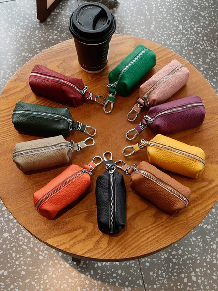 New Household Door Key Bag Unisex Leather Waist Hanging Car Key Bag Zipper Coin Purse Wholesale