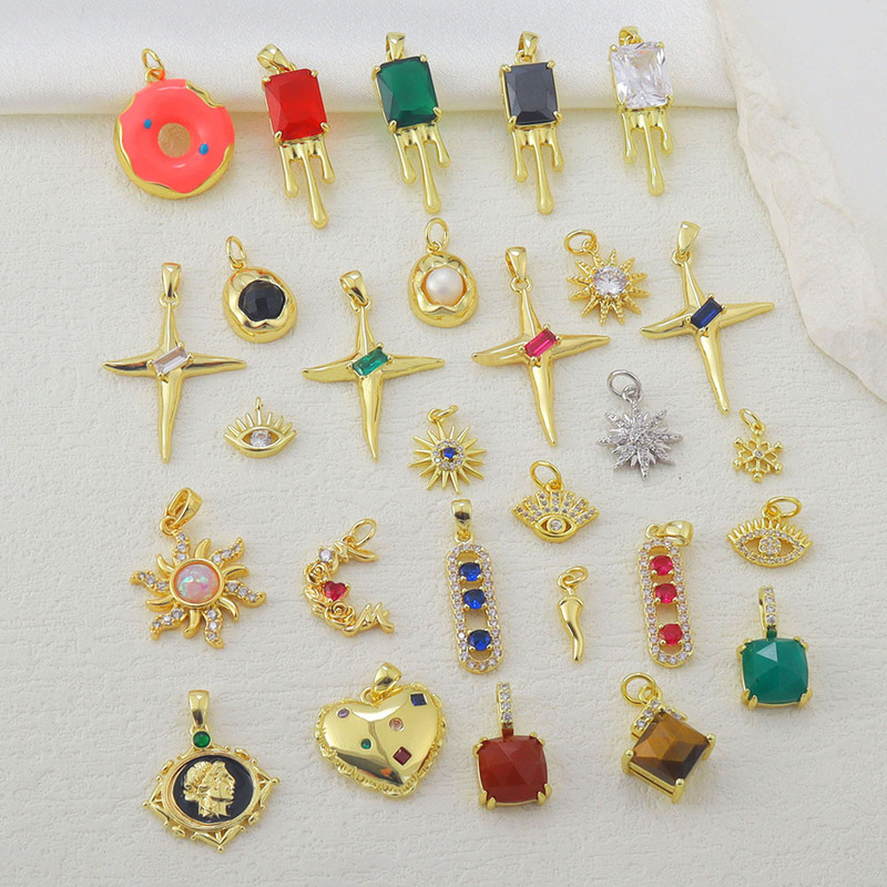 Xi Huan-European and American Fashion DIY Pendant Donut Love Sun Copper Micro Zircon Necklace Bracelet Jewelry Accessories