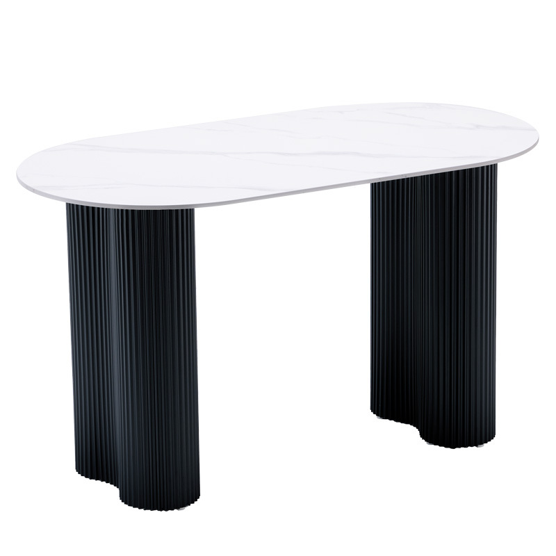 Mesa de comedor moderna y simple de tabla de roca casera estilo medieval nueva mesa de comedor casera hermosa mesa de piernas de maní