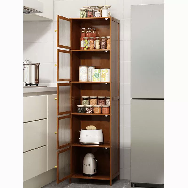 Шкаф для хранения, винный шкаф, домашняя кухня, многослойная стойка для хранения, бамбуковый пылезащитный напольный шкаф для хранения посуды, кухонная утварь