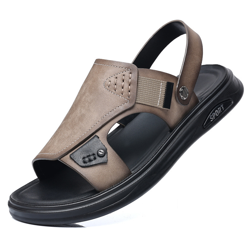 Verano de cuero de vaca nuevo hombre zapatos de playa sandalias de cuero casuales zapatillas de moda zapatillas respirables zapatos de hombre