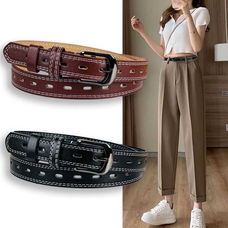 2024 neue Gürtel frauen Hohl Nadel Taste Casual frauen Hose Gürtel Trendy PU Leder Gürtel frauen Mode Dekoration vielseitig_voghion.com