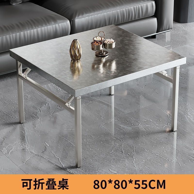摆摊折叠桌便携式不锈钢吃饭桌子出租房餐桌家用小户型简易四方桌|undefined