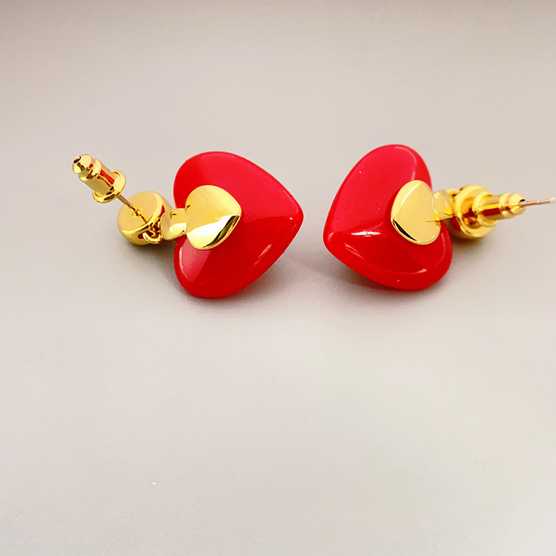 Women'S Gender Inlay Design 1 Pair Sweet Heart Shape Inlay Copper Artificial Gemstones Drop Earrings