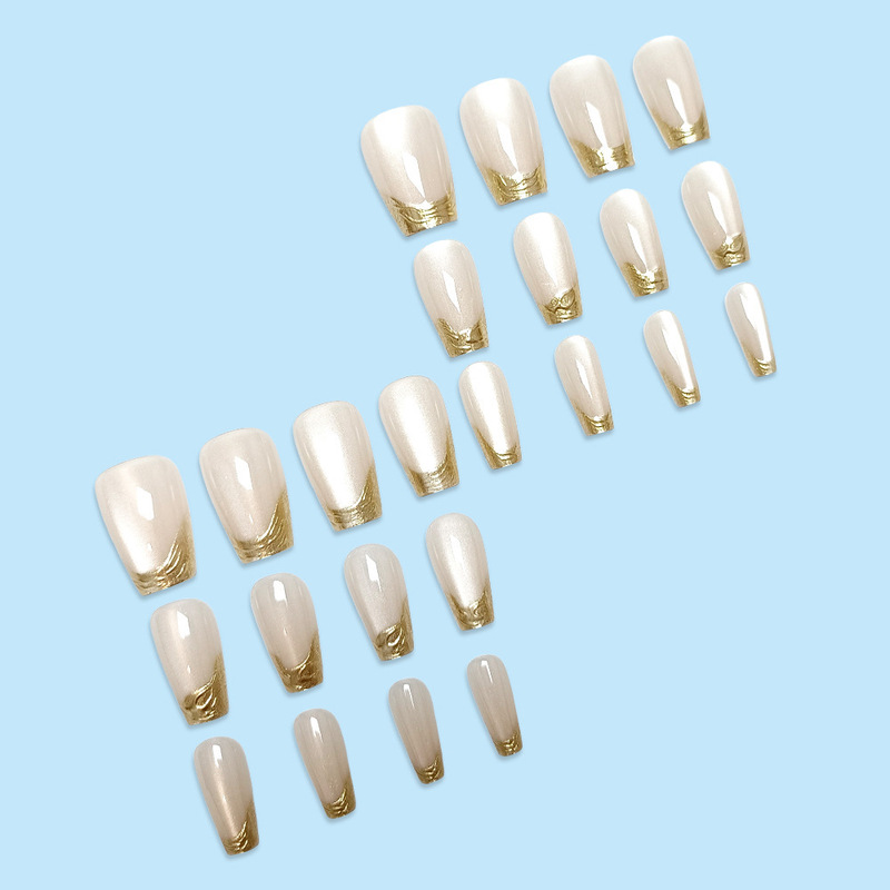 24 Pieces of Golden Stereo French Wearable Nails, Accessible Luxury Style Cat-Eye Wearable Nails, Export Best-Selling Nail Patches 24 Pieces of Golden Stereo French Wearable Nails, Accessible Luxury Style Cat-Eye Wearable Nails, Export Best-Selling Nail Patches