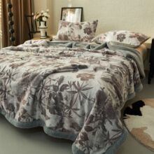 双层拉舍尔印花毛毯被子冬季加厚铺床单盖毯单人儿童牛奶绒羊羔绒